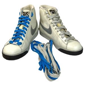 Nike Blazer - Silver Swoosh - Women’s Size 9 -‎ Silver and Blue Laces Included
